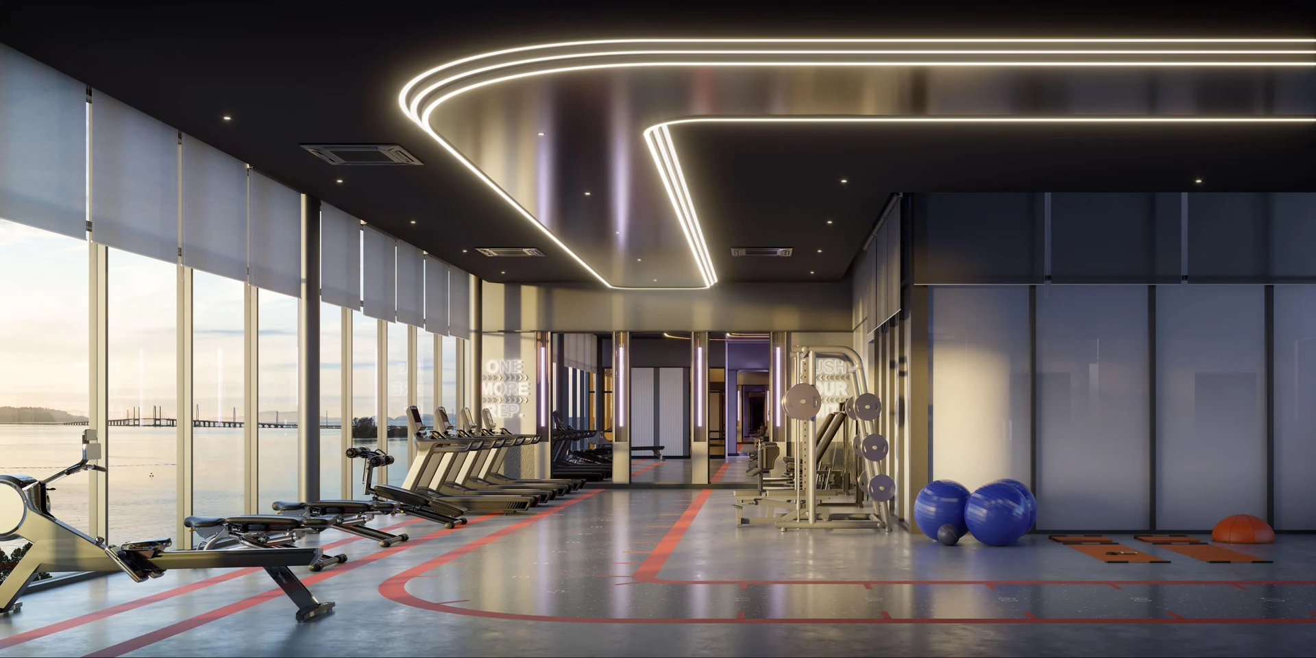 Coastal Gym with waterfront views at The Lighthauz Penang