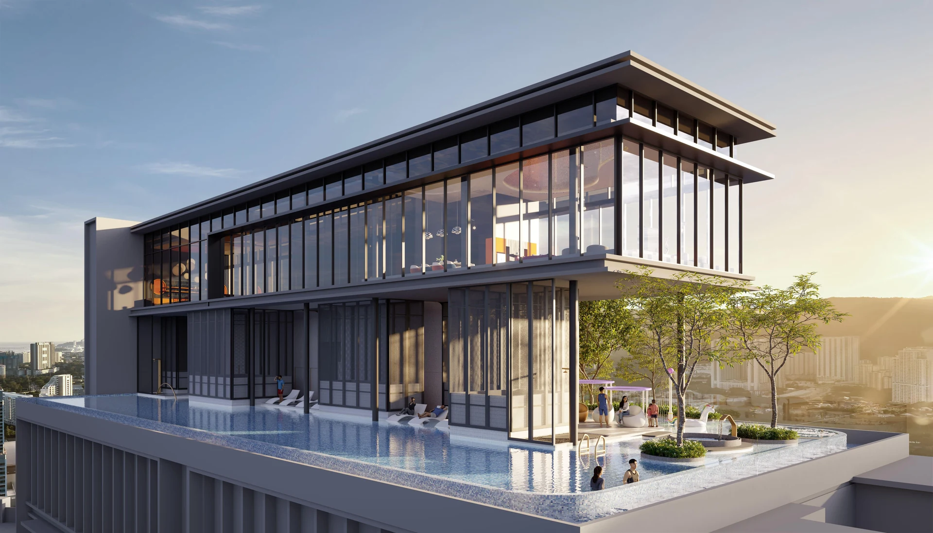Rooftop pool and glass pavilion at The Lighthauz Penang