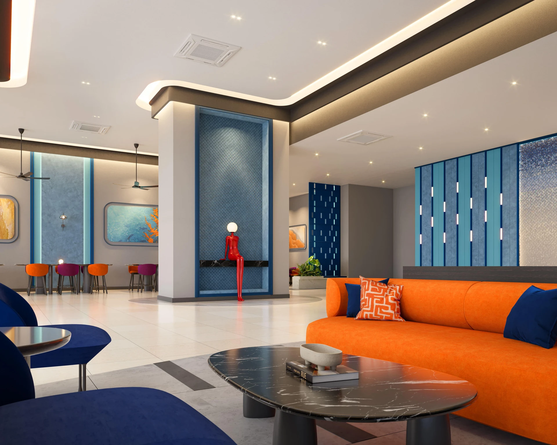 Colourful residents' lounge at The Lighthauz Penang